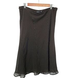 INC Silk International Concepts Dark Brown Polka Dot Skirt